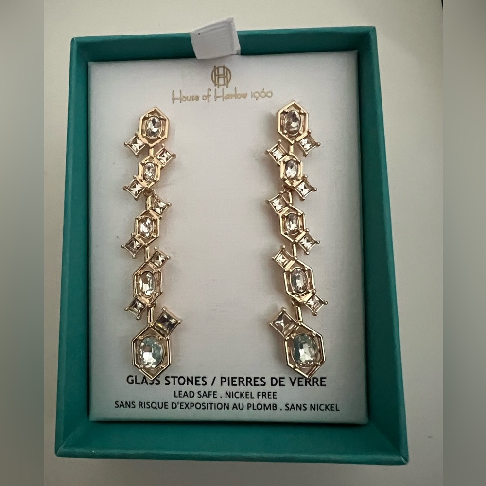 House of Harlow glass stone earrings